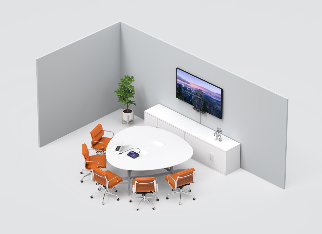 Meeting room with Lenovo thinksmart tiny and Logitech Tap Room Solution