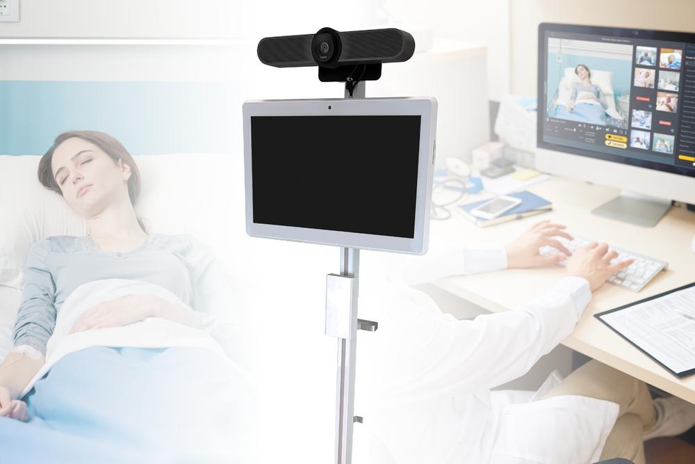  Logitech MeetUp and a medical-grade touch-screen display for conducting telehealth with patient